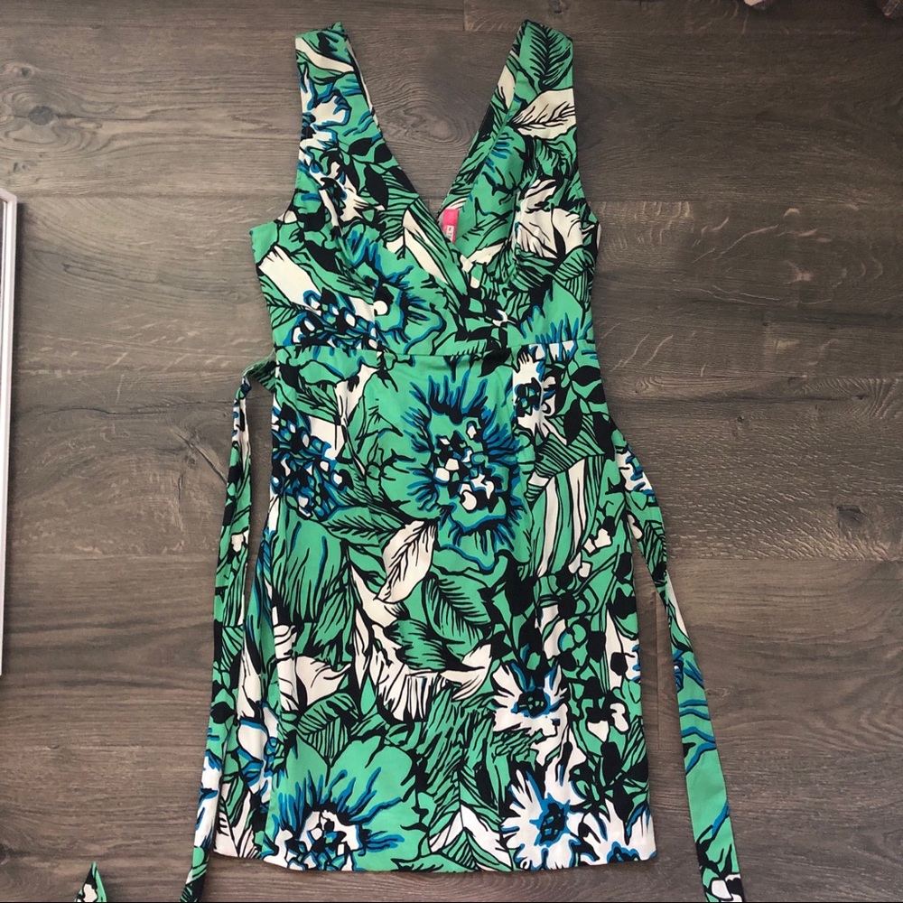 Plenty Tracy Reese green floral dress 4p 4 petite